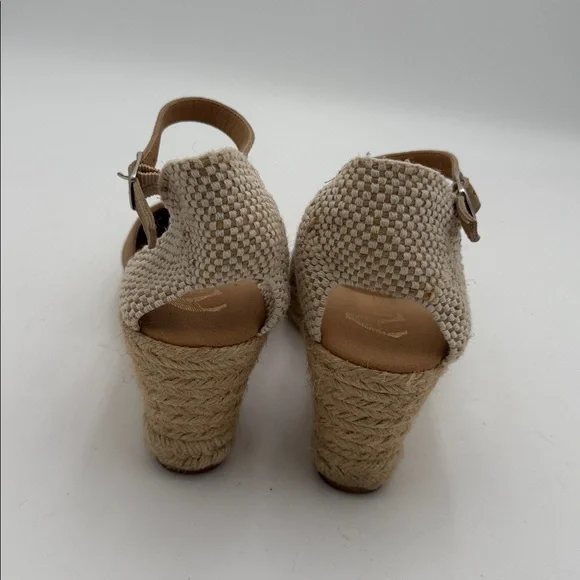 Paseart Tan Espadrille Wedge Sandals women 8M suede casual office beach retro - Picture 6 of 12